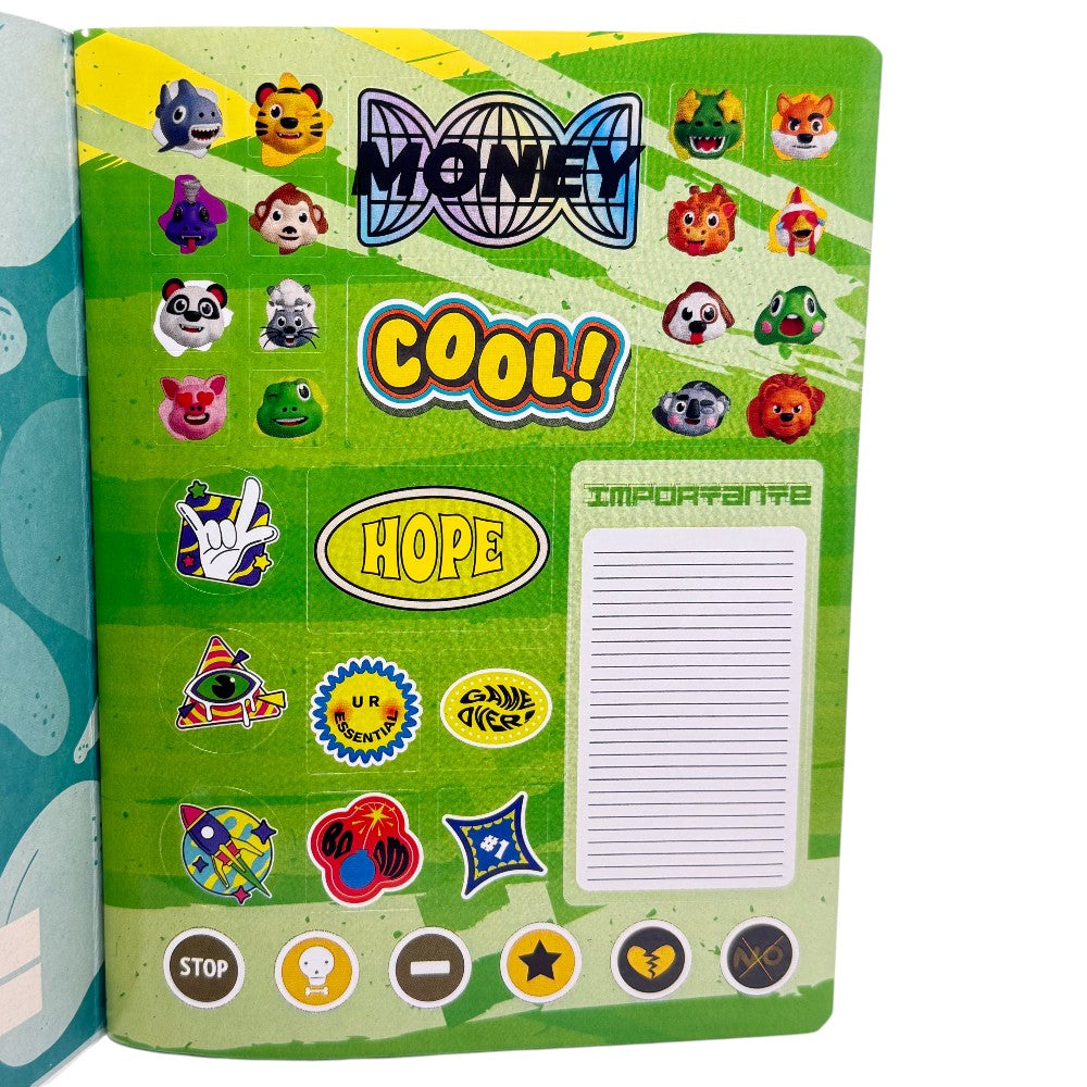 Norma Cuaderno Cuadriculado Cosido 100 Hojas Con Stickers Diseño Muscle Car