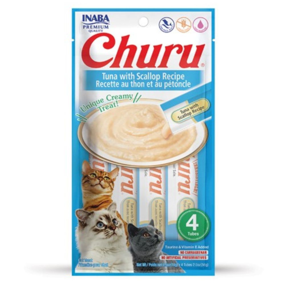 Inaba Churu Snack Húmedo Para Gatos Sabor Tuna With Scallop 4Und