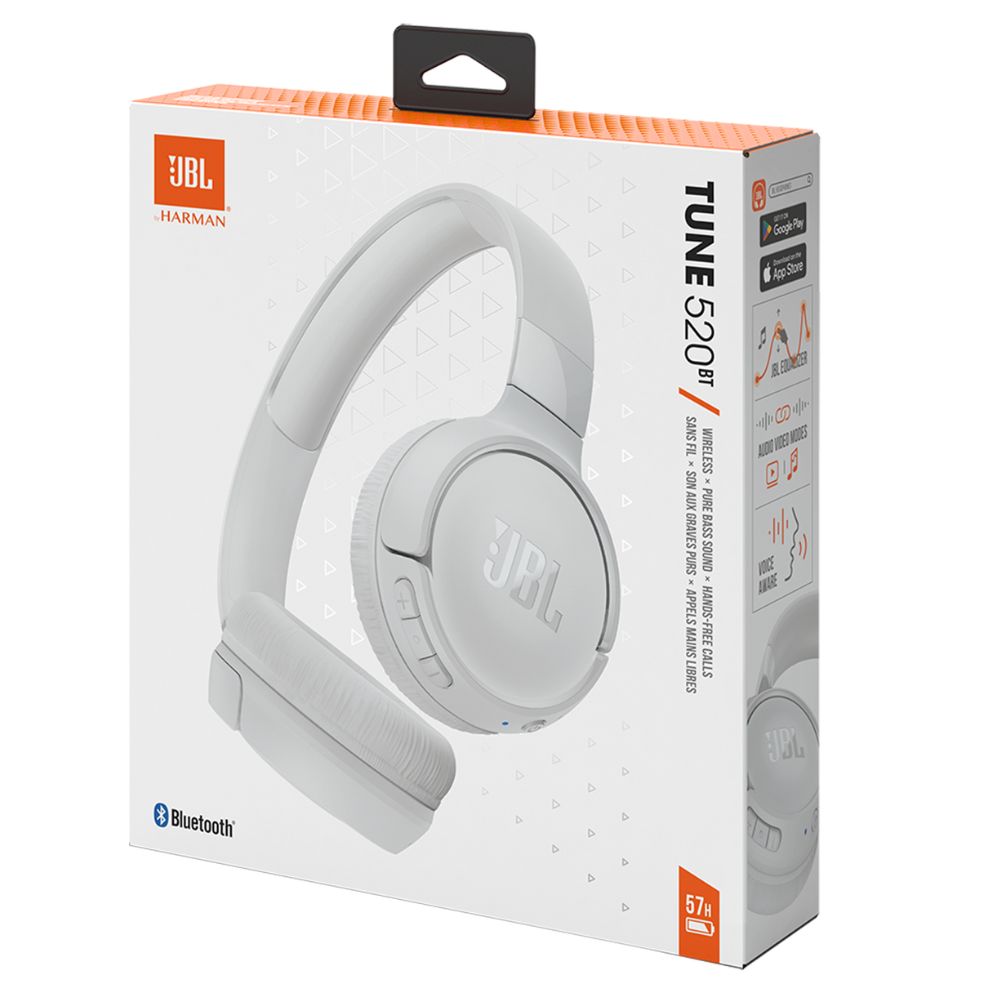 JBL Headphones Tune 520BT Audifonos Inalámbricos White