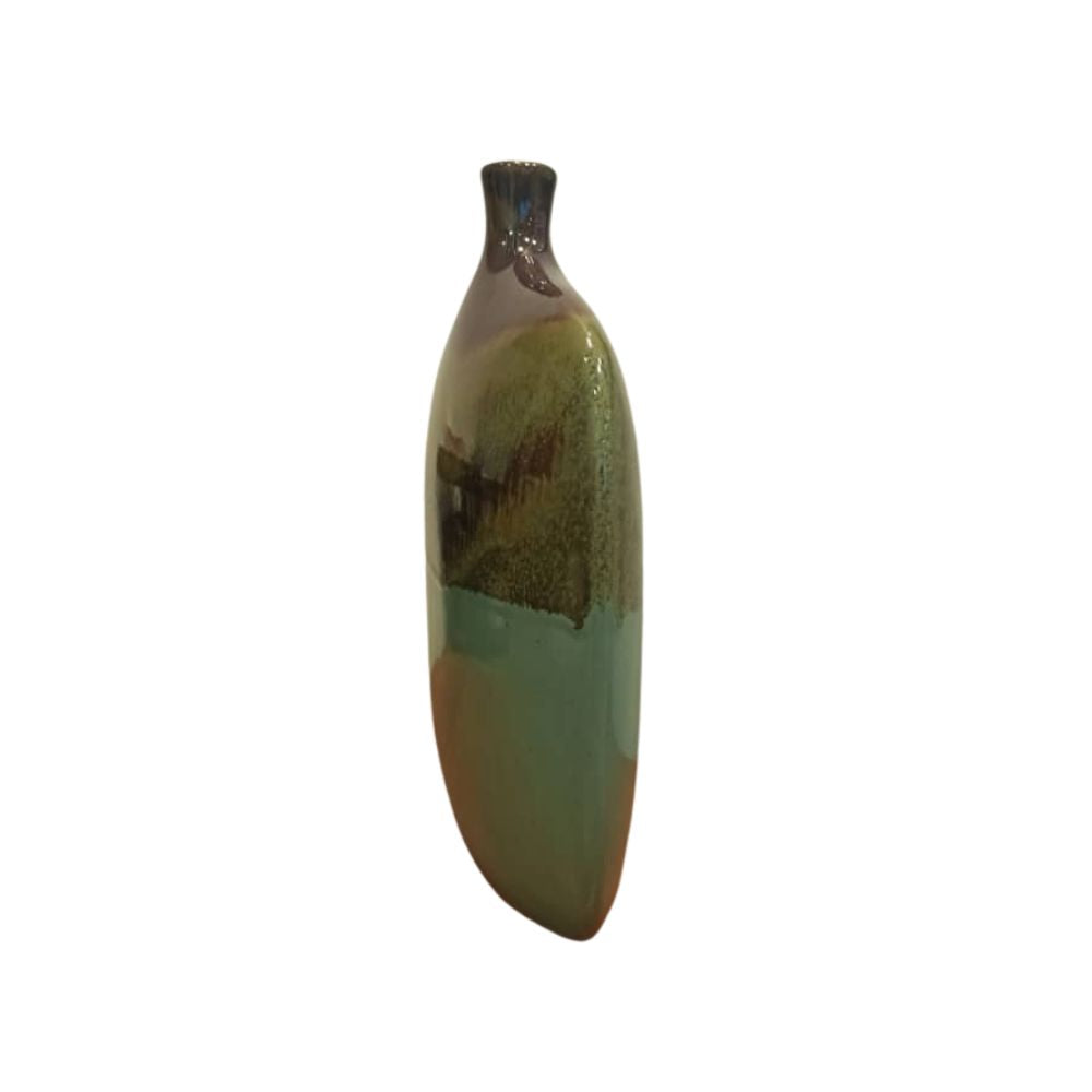 Jarrón de Cerámica Color Vino con Verde