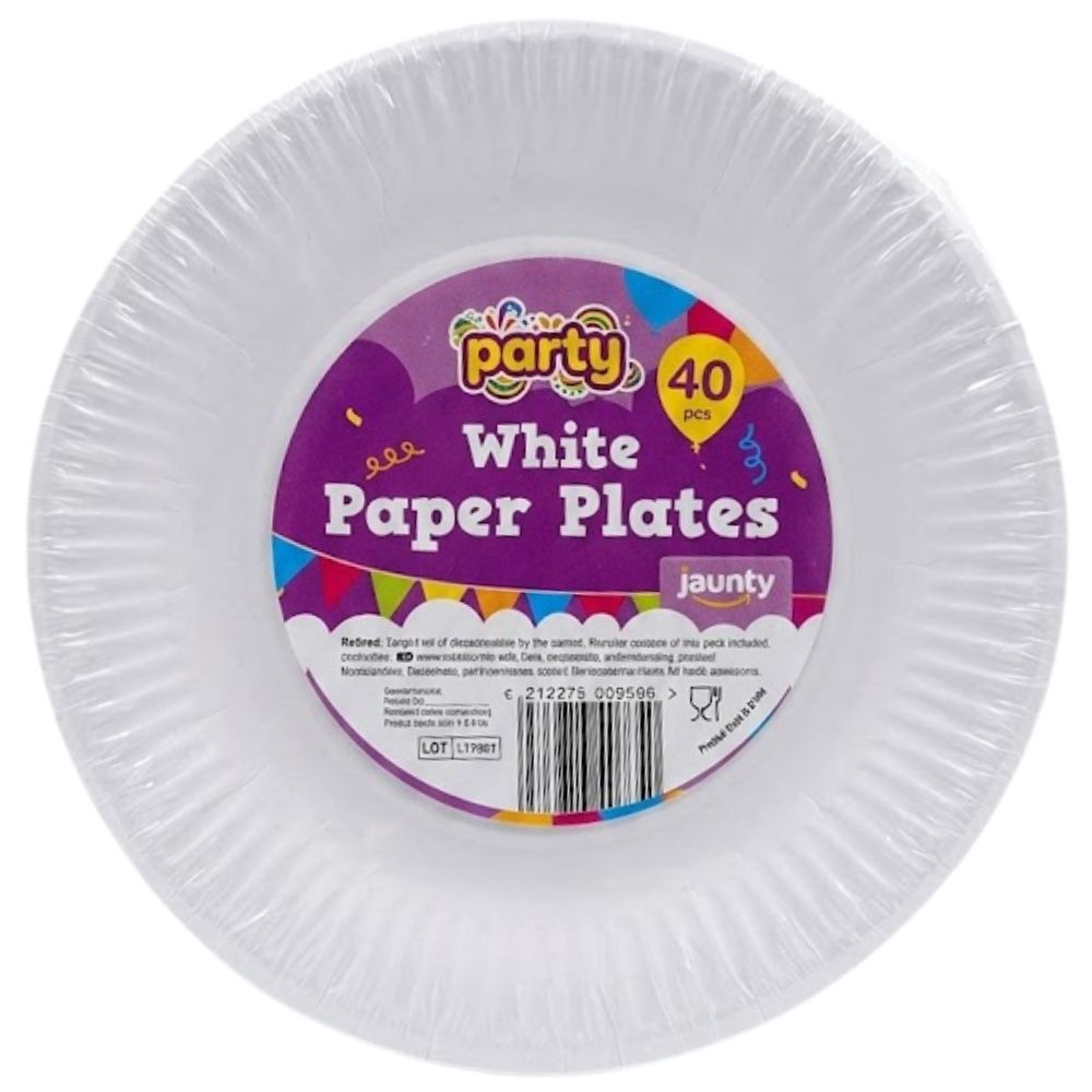 Jaunty Party Platos De Papel Blancos 7" 40Und