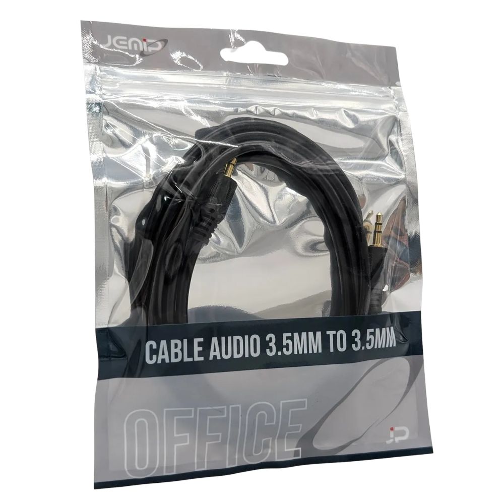 Jemip Cable De Audio 3.5MM Macho A 3.5MM Macho Color Negro 1.5MT