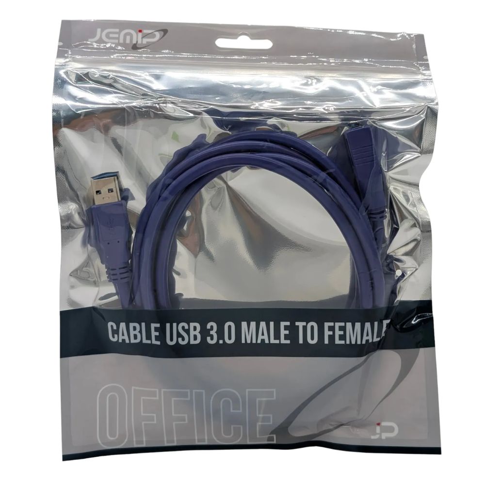 Jemip Cable Office USB Macho A USB Hembra Color Azul 1.8MT