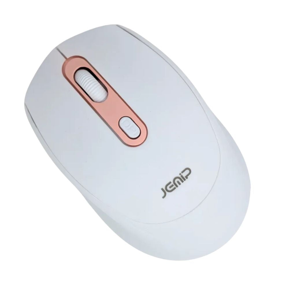 Jemip Mouse Inalámbrico Nivelia Office 4 Botones Color Blanco-Rosado