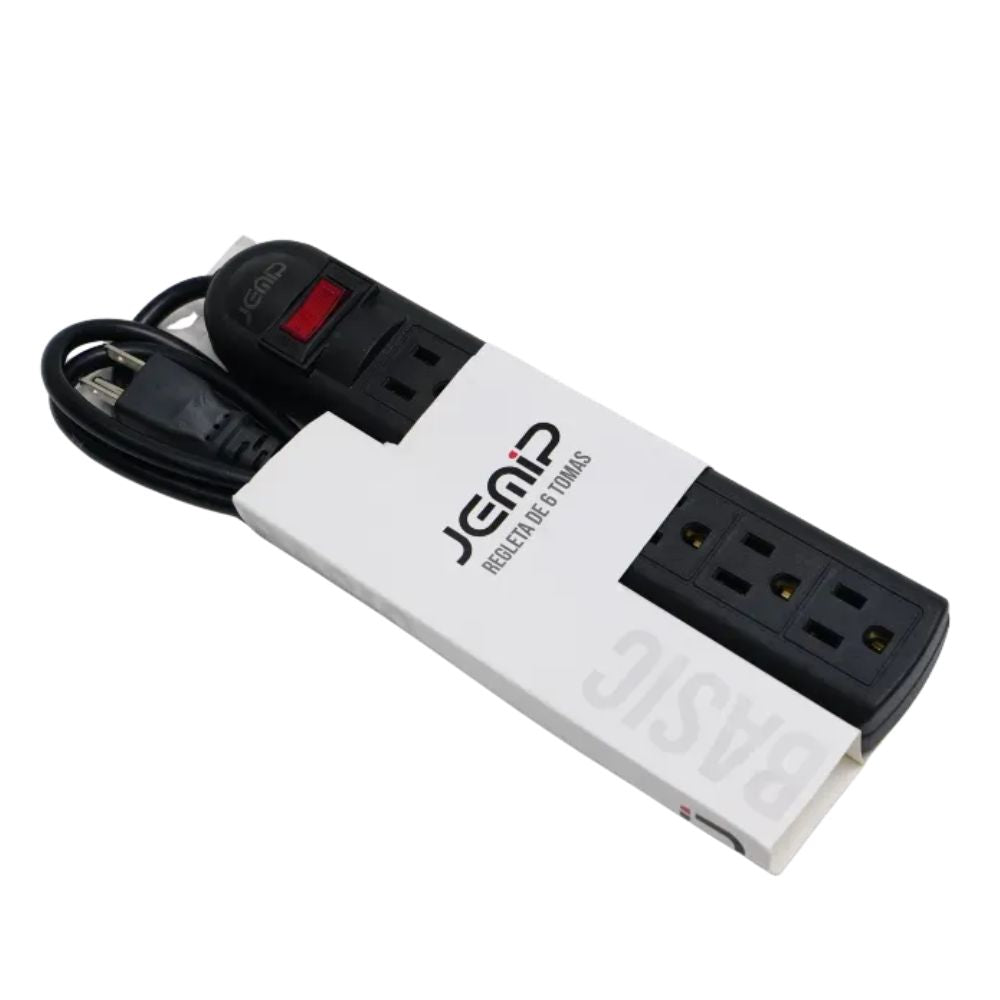 Jemip Regleta Office De 6 Tomas 1000VA/110V Color Negro