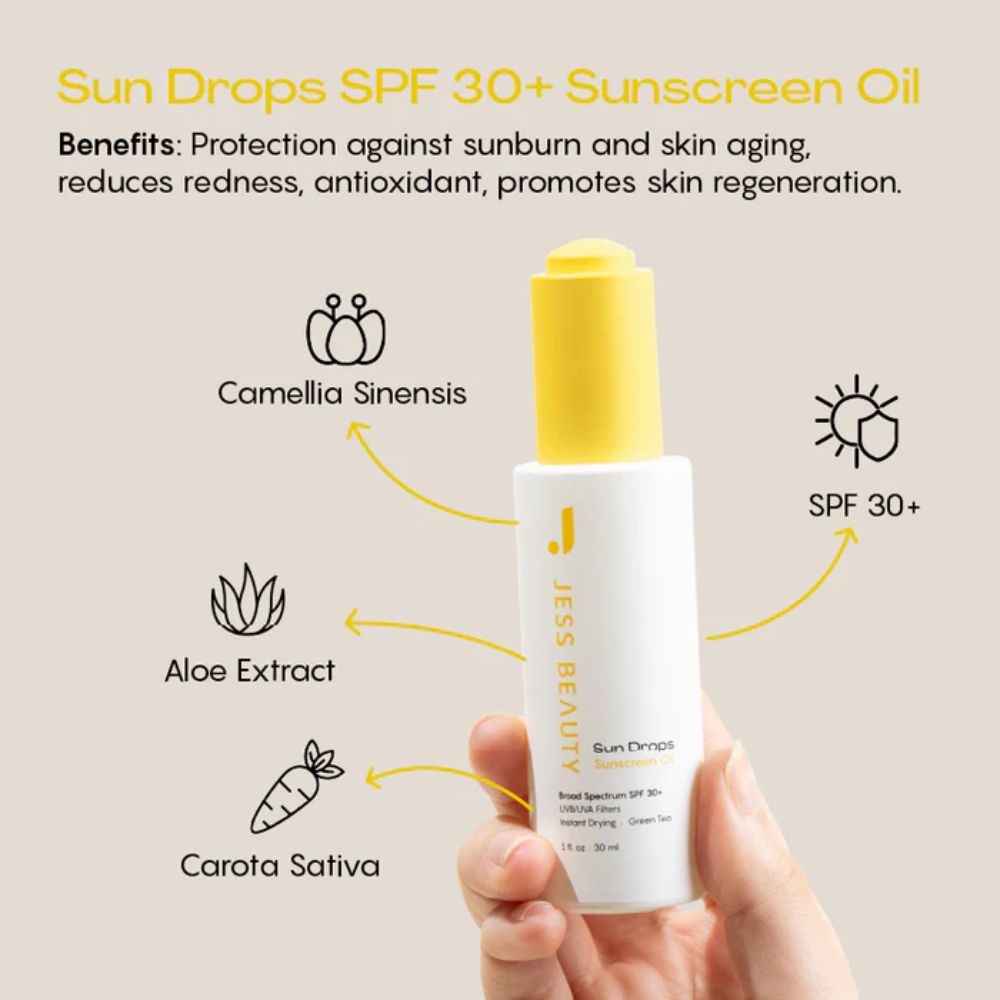 Jess Beauty Sun Drops Sunscreen Oil SPF 50+ 30ml