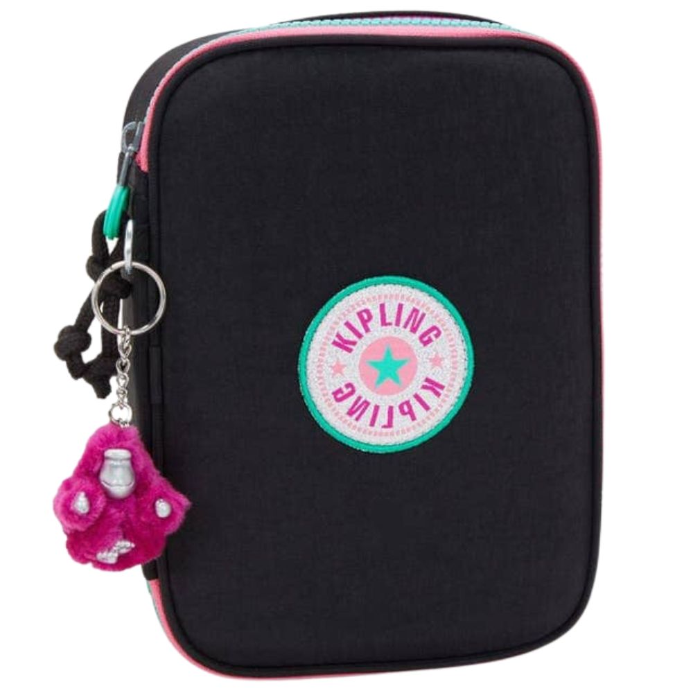 Kipling Cartuchera 100 pens Rainbow Fun Jet Black