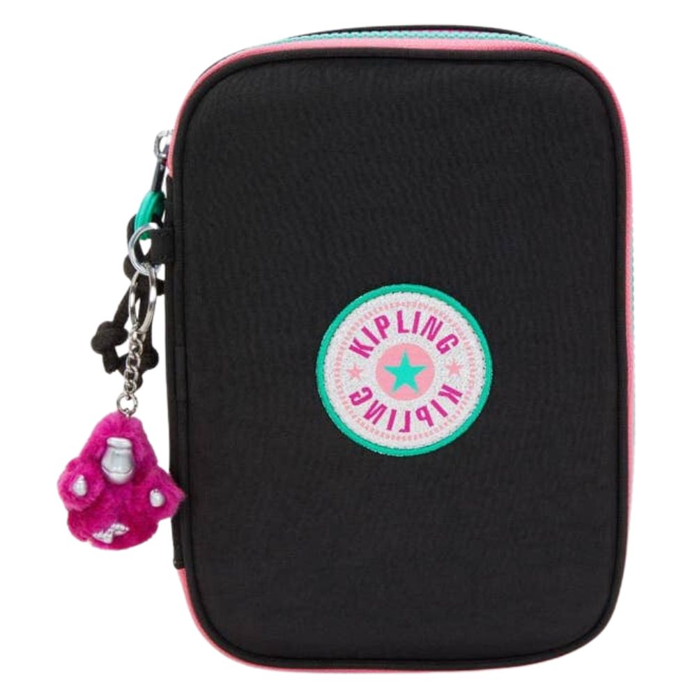 Kipling Cartuchera 100 pens Rainbow Fun Jet Black