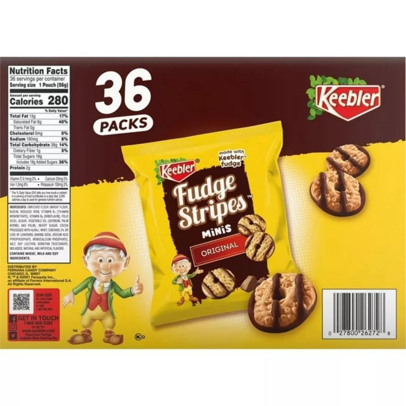 Keebler Galletas Fudge Stripes Minis Original 36 Packs 2.04Kg