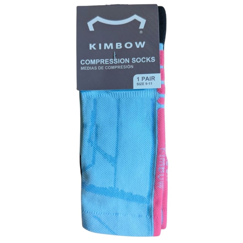 Kimbow Medias De Compresión Celeste 1 Par Talla 9-11