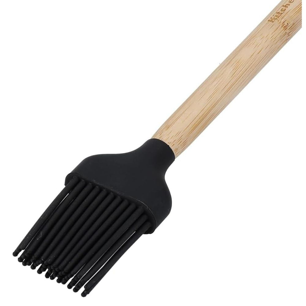 KitchenAid Brocha De Silicon Negra Con Mango De Bambú 22cm