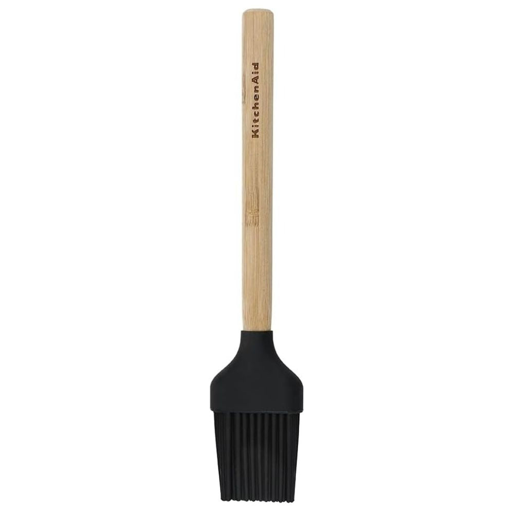KitchenAid Brocha De Silicon Negra Con Mango De Bambú 22cm