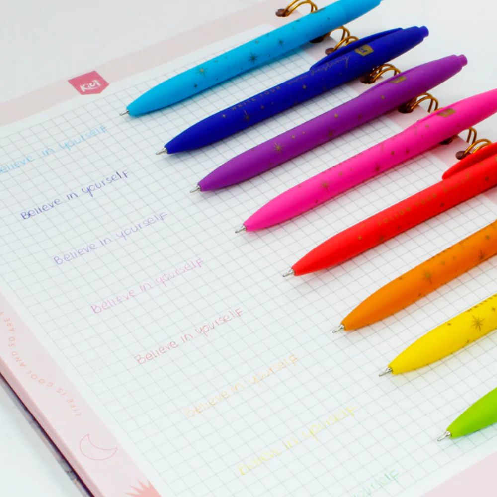 Kiut Boligrafos De Colores Escritura Ultra Suave Punta Delgada 0,7 Milimetros 8 Unidades