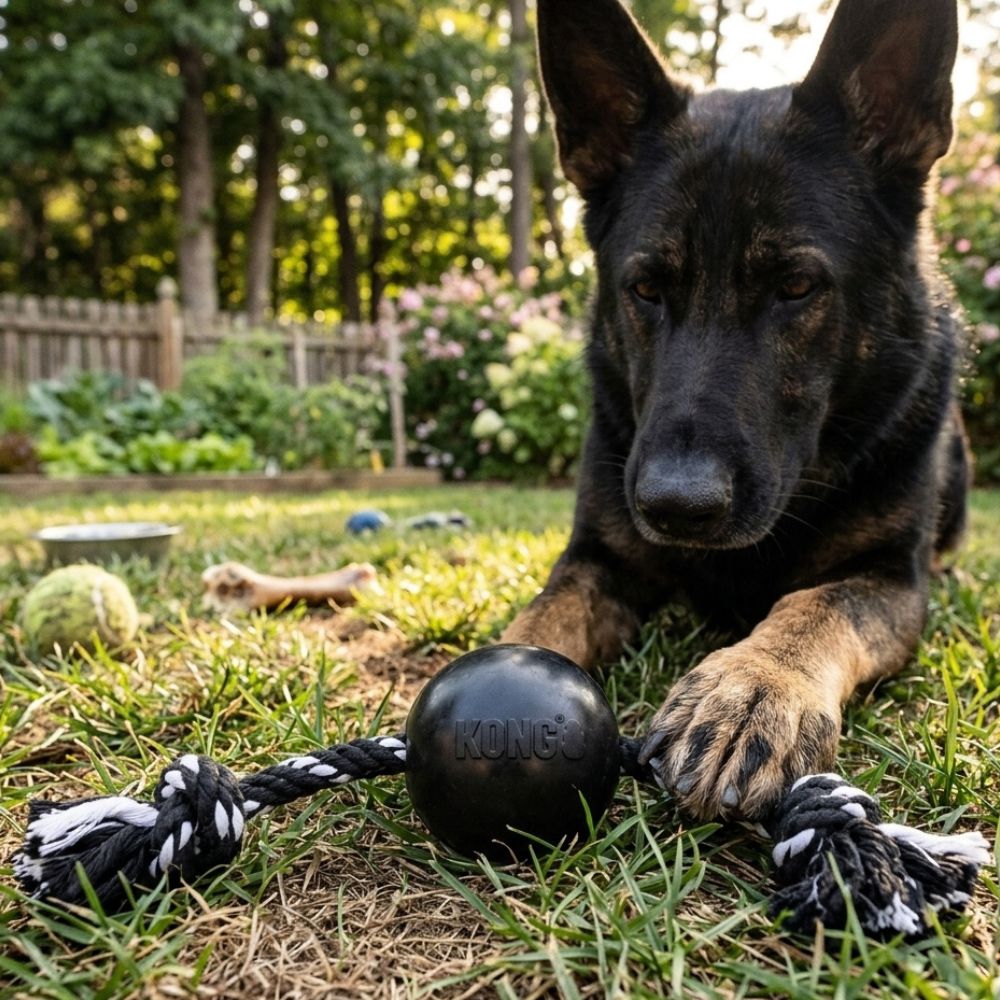 Kong Juguete Para Perros Extreme Ball With Rope Large Color Negro
