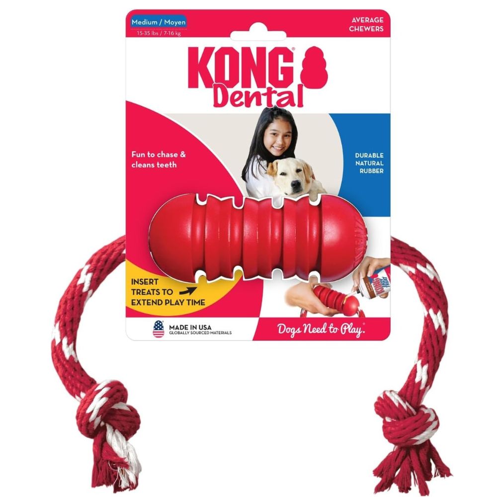 Kong Juguete Para Perros Dental With Rope Medium Color Rojo
