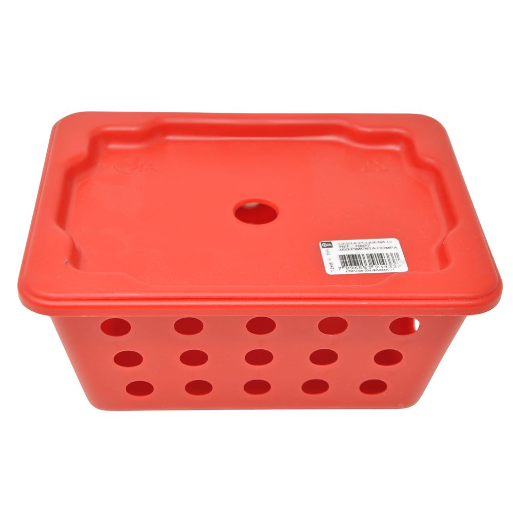 Coza Caja Pequeña Organizadora Con Tapa Color Rojo