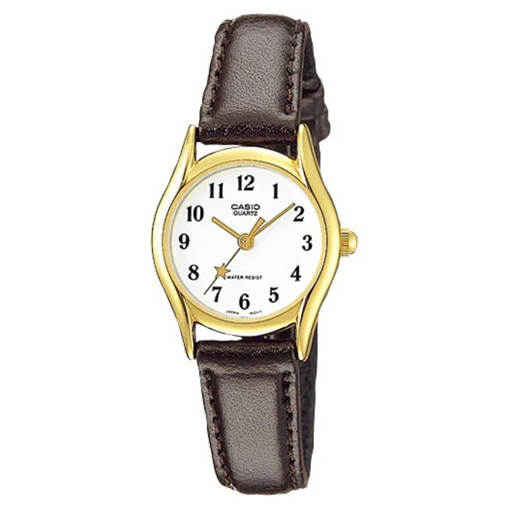 Casio Reloj Casual Correa De Cuero Para Dama Brown