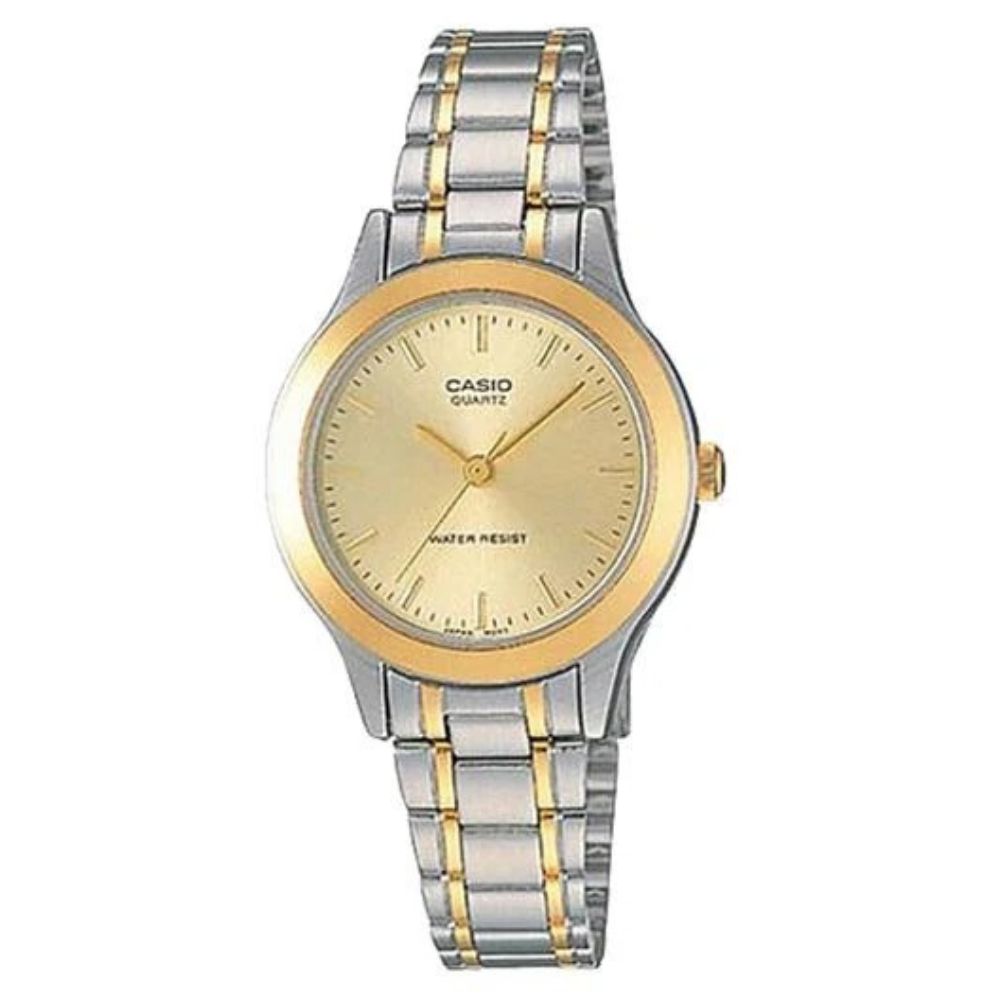 Casio Reloj Casual Correa De Acero Inoxidable Para Dama Silver & Gold