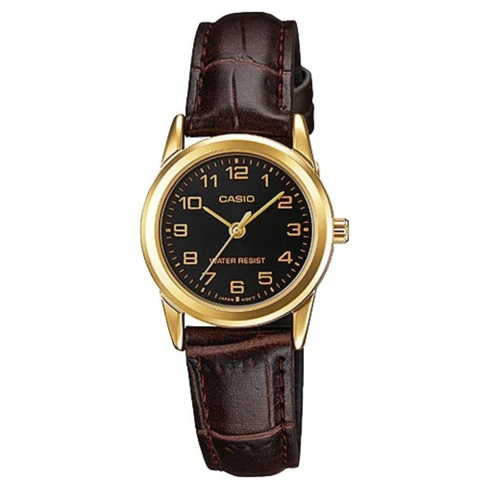 Casio Reloj Casual Correa De Cuero Para Dama Brown