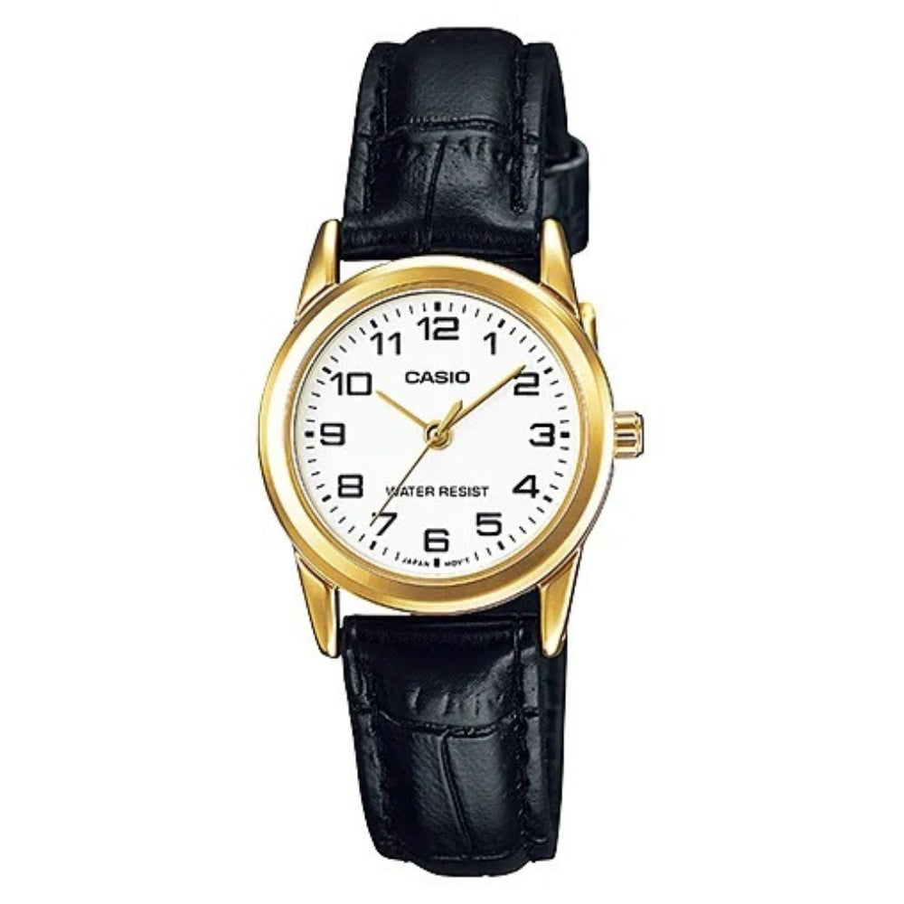 Casio Reloj Casual Correa De Cuero Para Dama Black