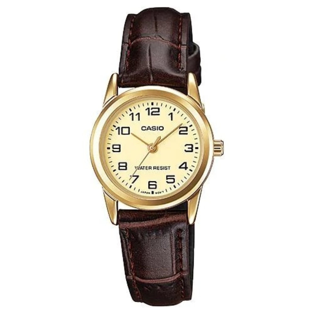 Casio Reloj Casual Correa De Cuero Para Dama Brown