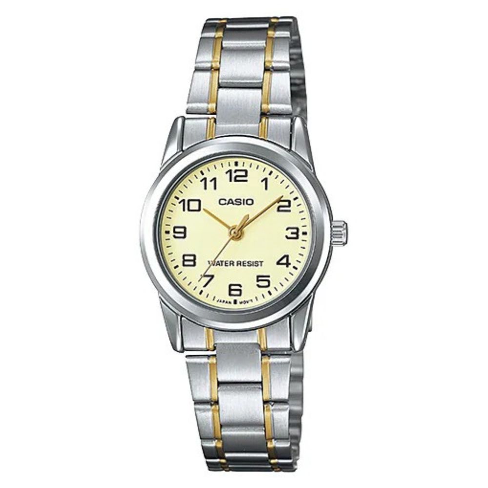 Casio Reloj Casual Correa De Acero Inoxidable Para Dama Silver & Gold