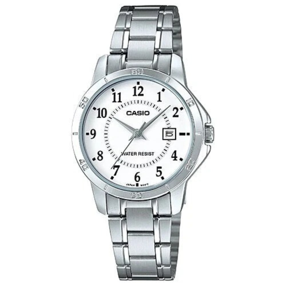 Casio Reloj Casual Correa De Acero Inoxidable Para Dama White
