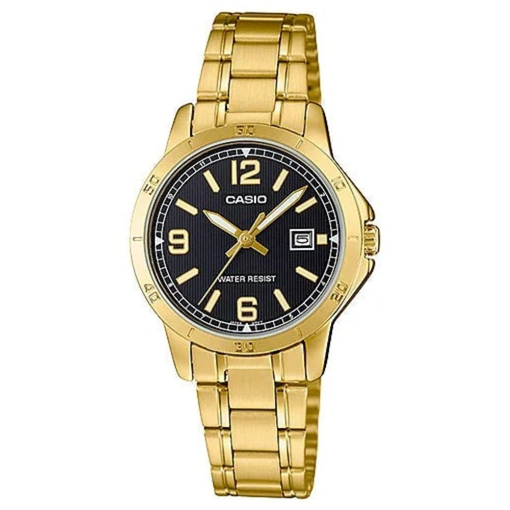 Casio Reloj Casual Correa De Acero Inoxidable Para Dama Gold & Black