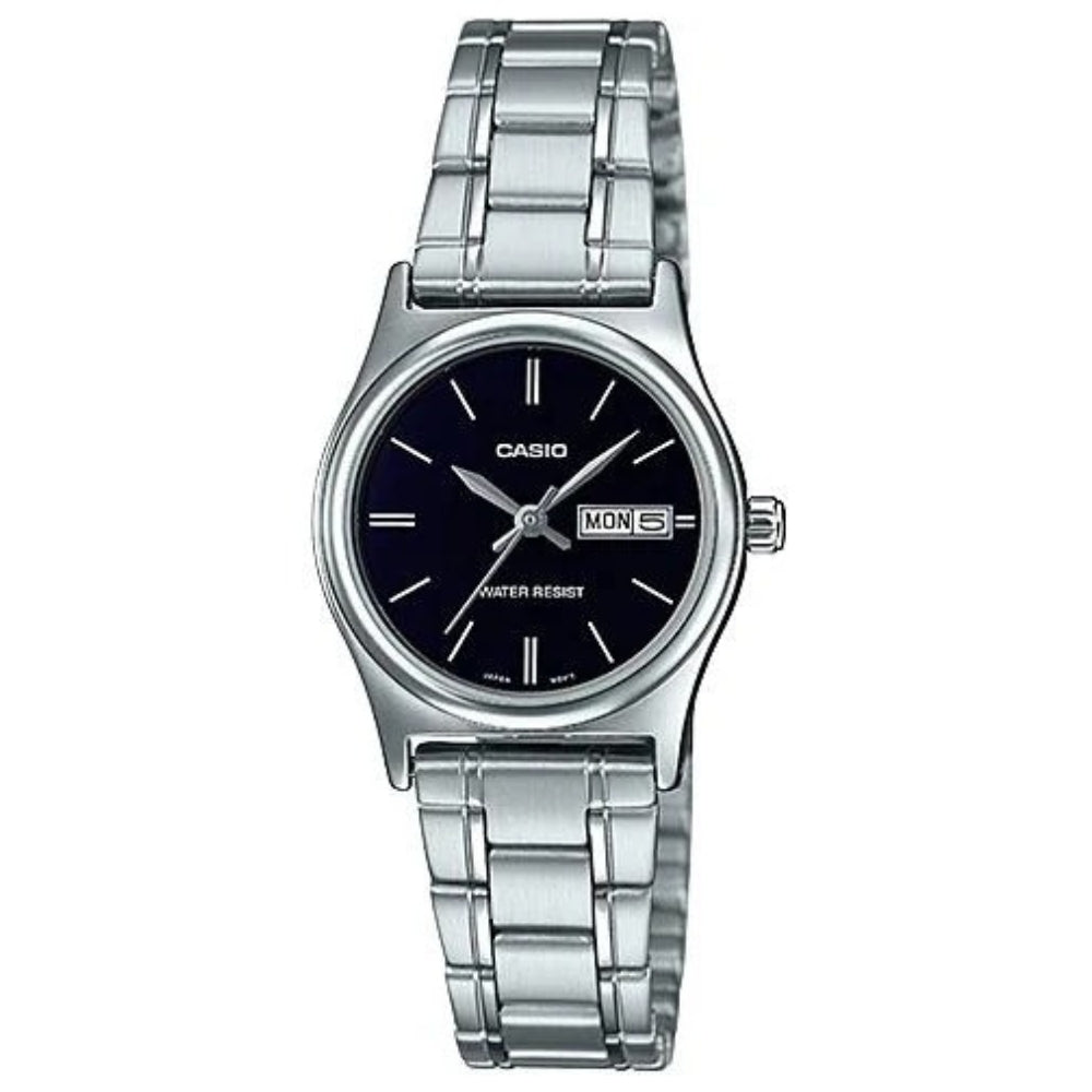 Casio Reloj Casual Correa De Acero Inoxidable Para Dama Black