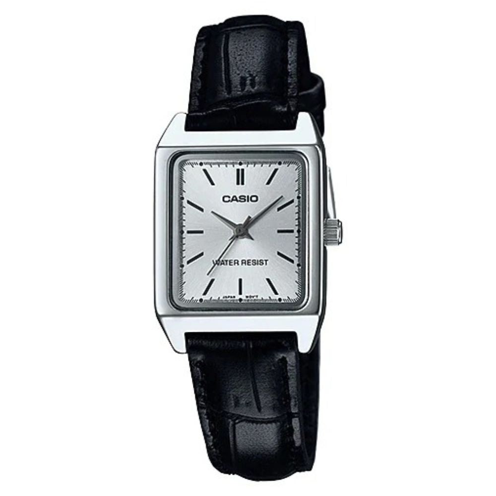 Casio Reloj Casual Correa De Cuero Para Dama Black