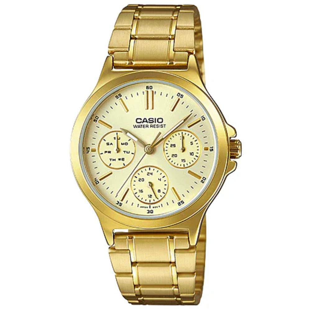 Casio Reloj Casual Correa De Acero Inoxidable Para Damas Gold