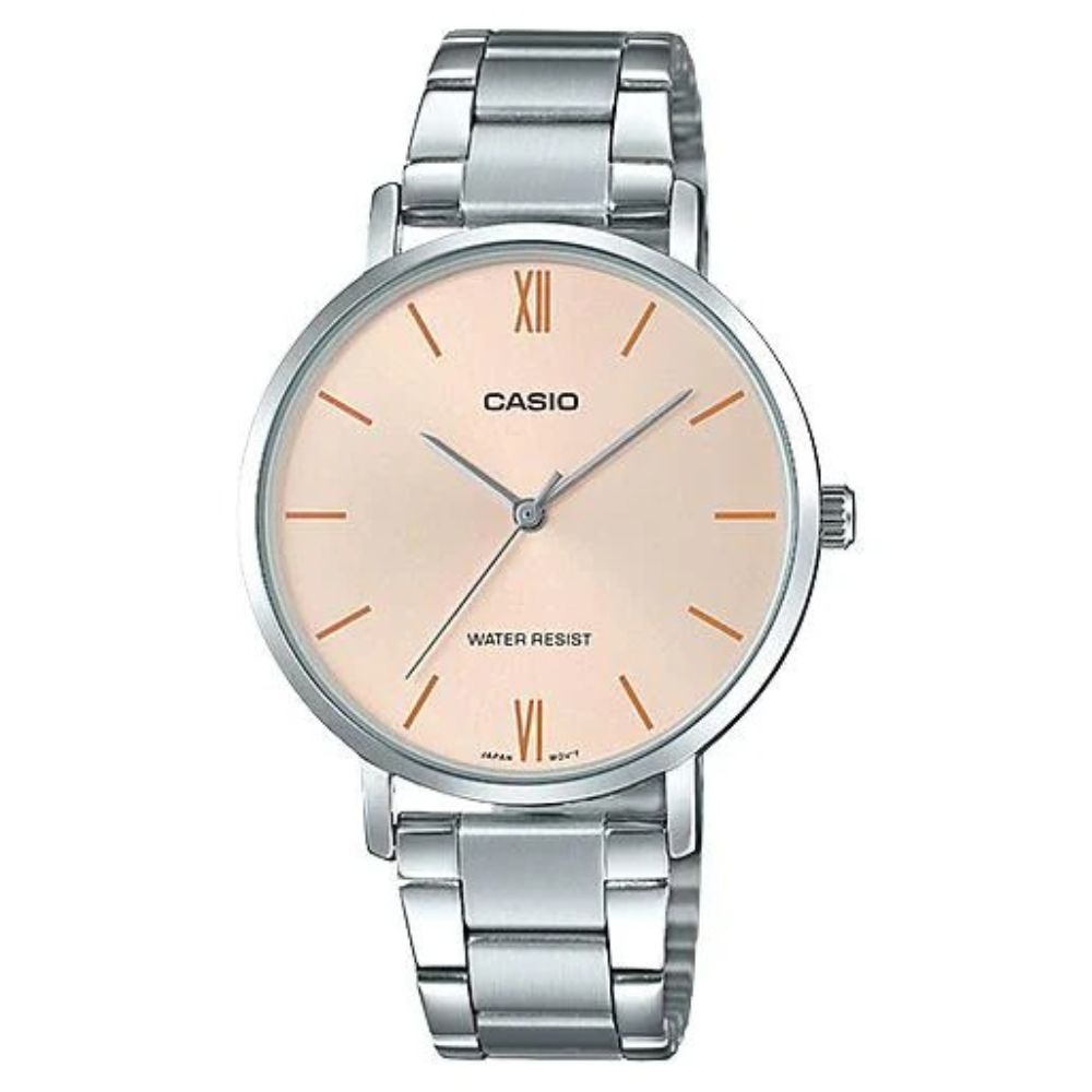 Casio Reloj Casual Correa De Acero Inoxidable Para Dama Silver