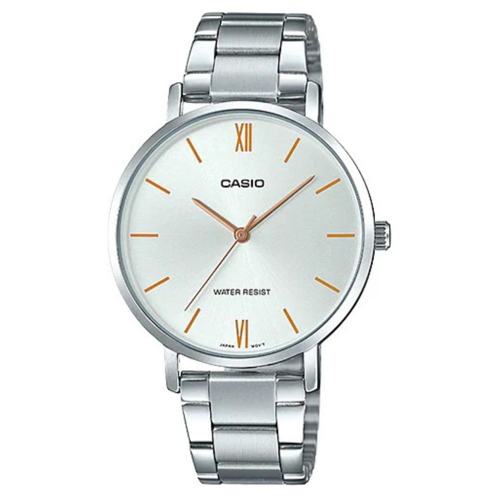 Casio Reloj Casual Correa De Acero Inoxidable Para Dama Silver
