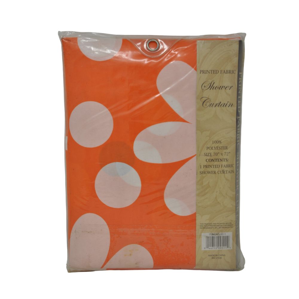 Cortina Para Ducha Printed Fabric Shower Curtain  70" x 72" Diseño Naranja