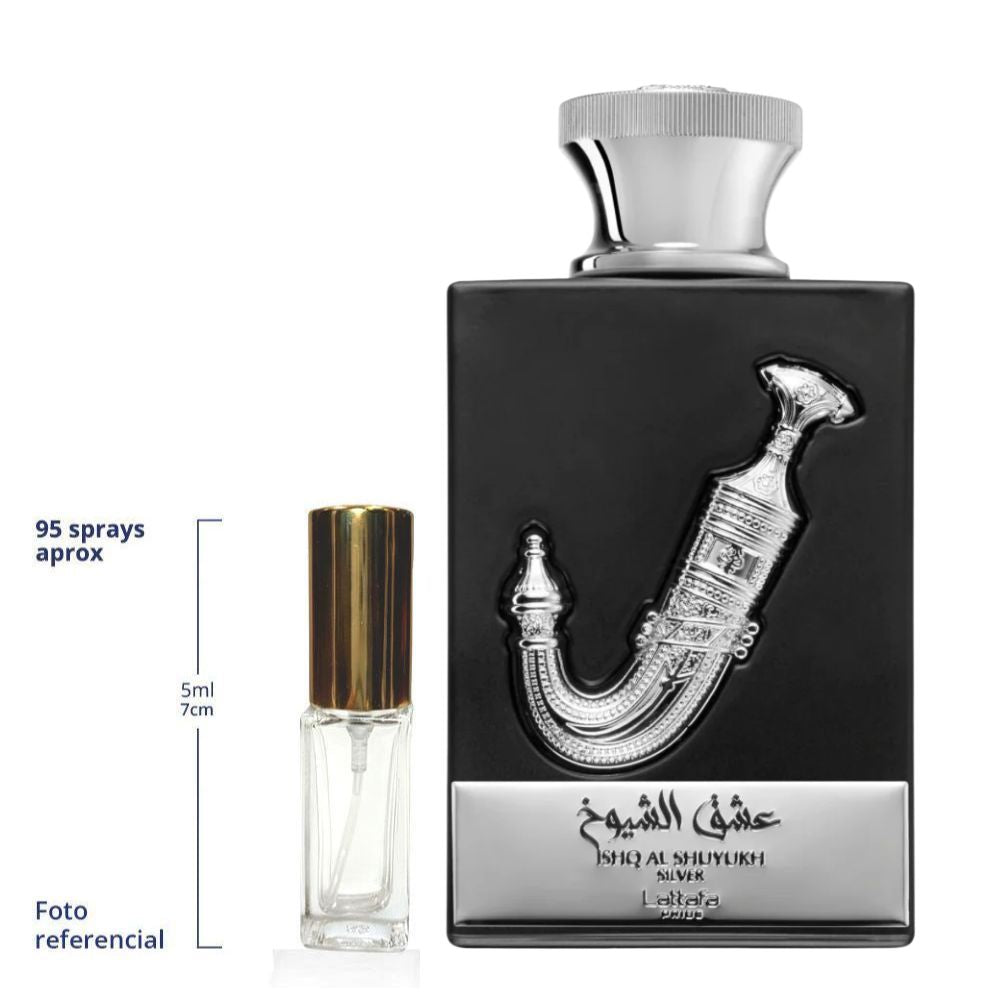 Lattafa Ishq Al Shuyukh Silver Decant Travel Size Eau De Parfum For Men