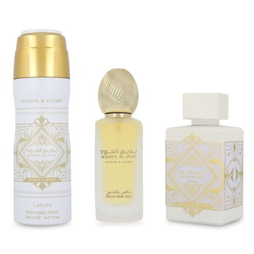 Lattafa Badee Set Honor & Glory Eau de Parfum +Perfumed Spray + Hair Mist Unisex