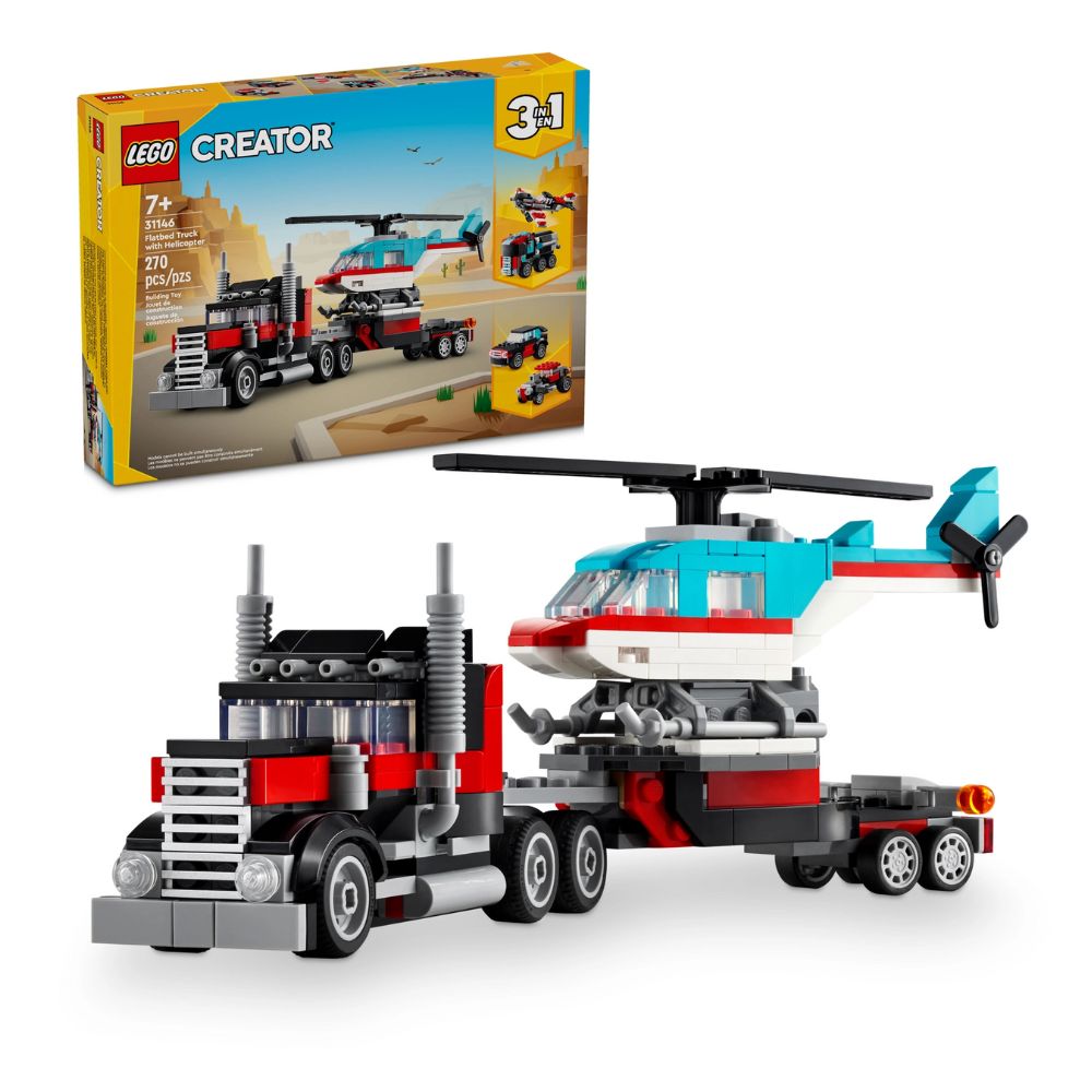Lego Creator Flatbed Truck With Helicopter 270 Pzs 7+