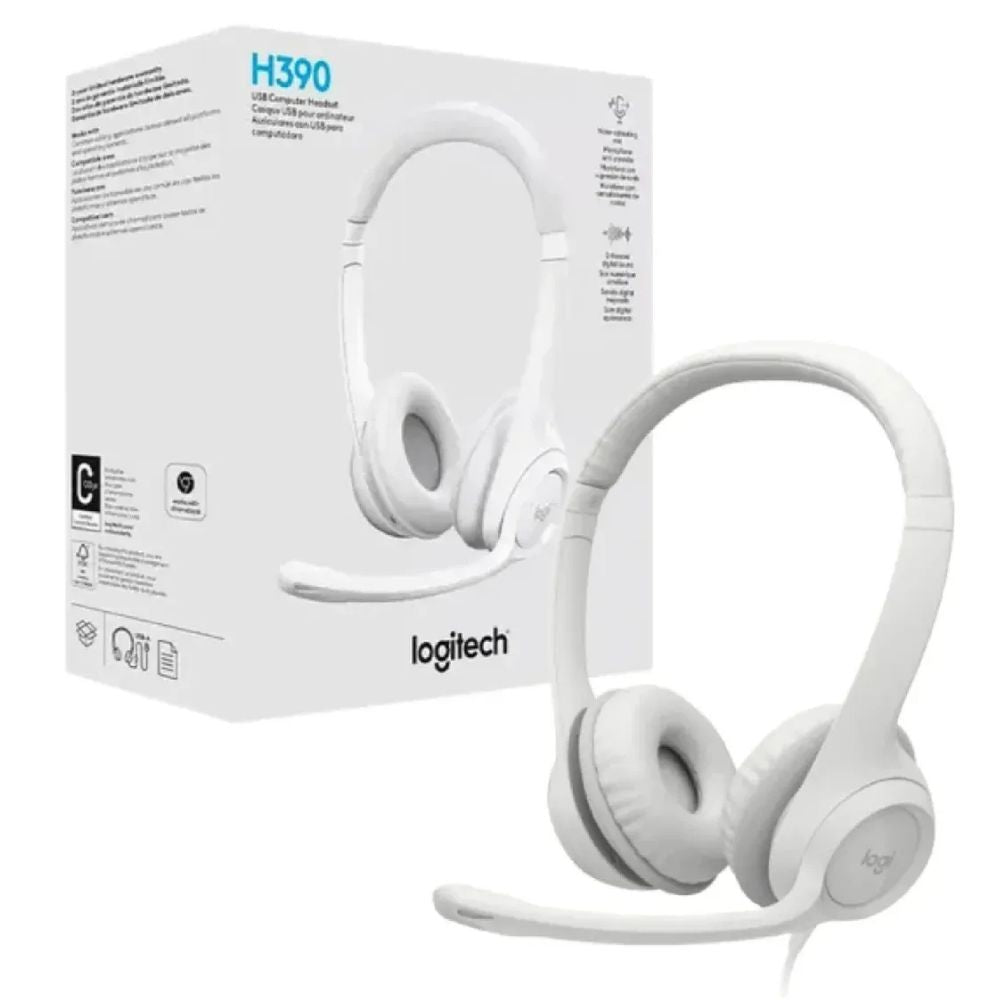 Logitech Audifonos H390 Con USB Para Computadora Blanco