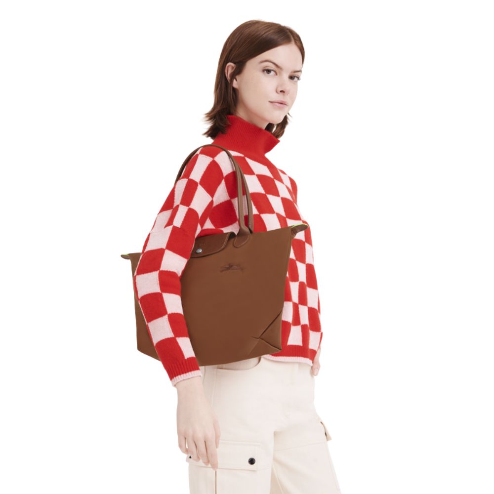 Longchamp Cartera Le Pliage Shoulder Bag Medium Color Cognac