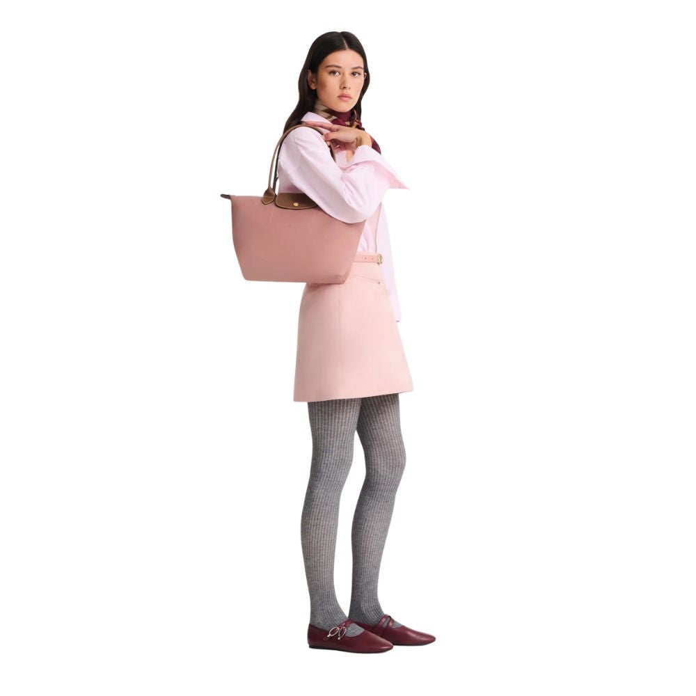 Longchamp Cartera Le Pliage Shoulder Bag Medium Color Pink Tea