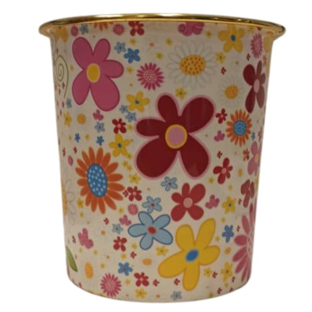 Papelera Plastica Pequeña con Dibujos de Flores