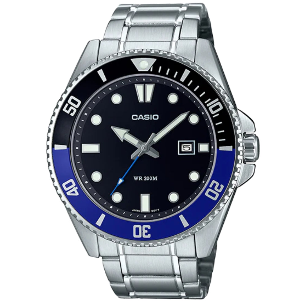 Casio Reloj Casual Correa De Acero Inoxidable Para Caballeros Black & Blue