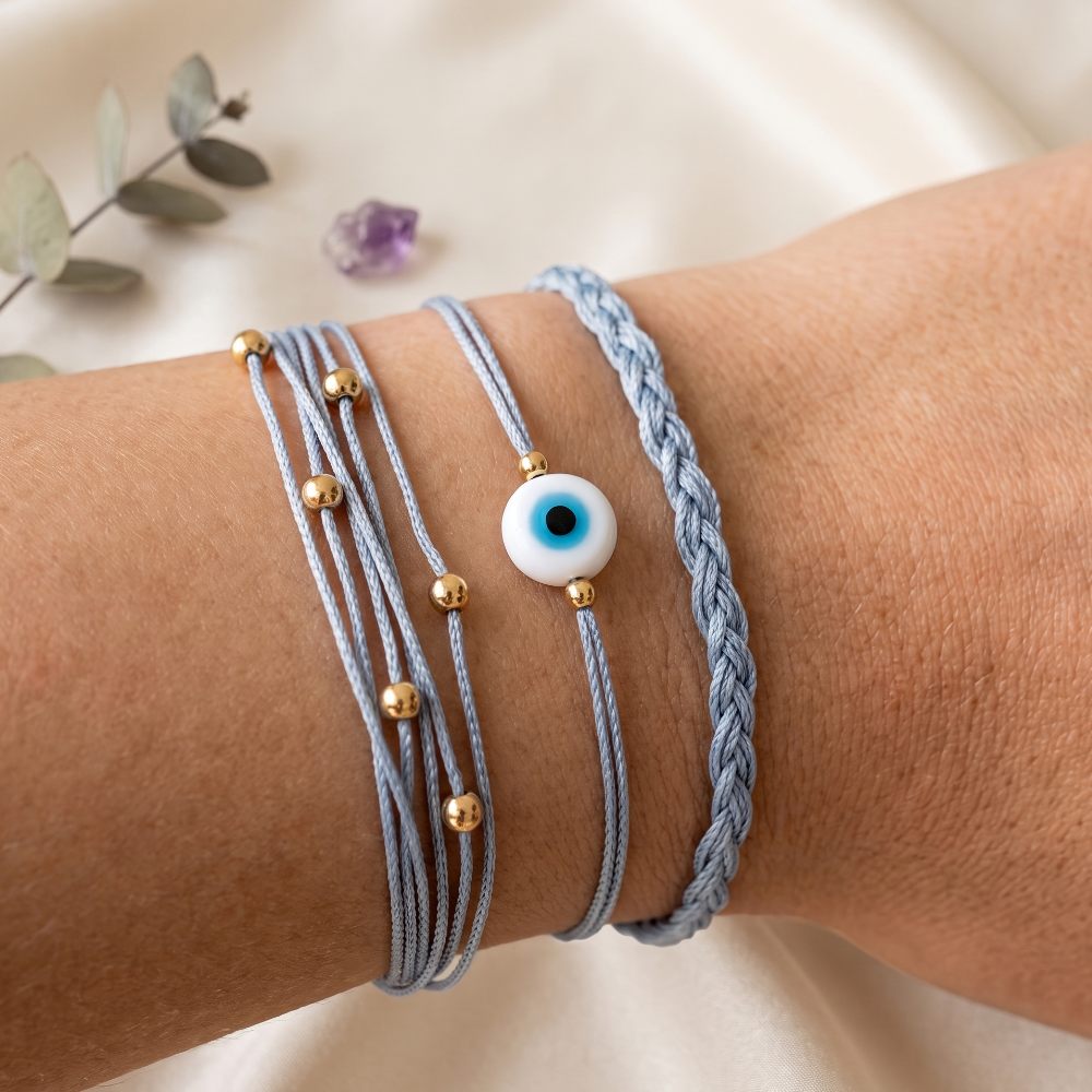 H&Co Trio De Pulseras Para Damas Metalizadas Color Light Blue