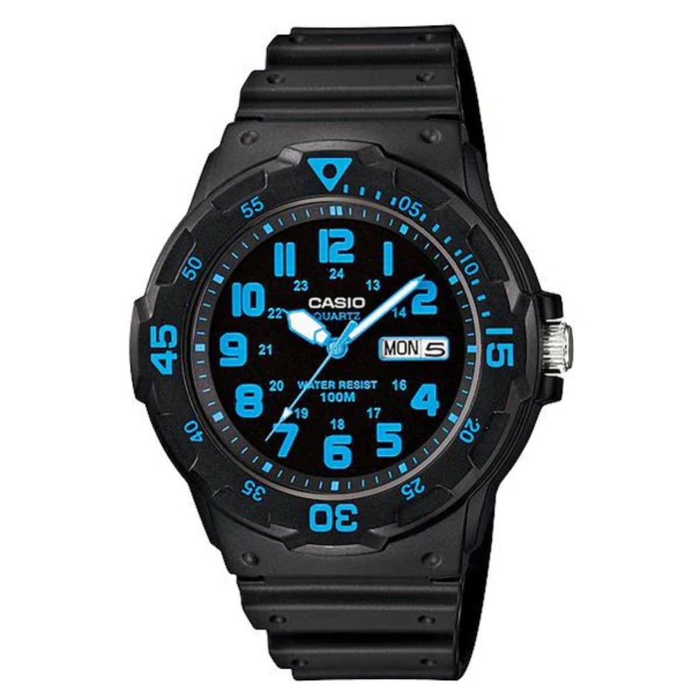 Casio Reloj Análogo Casual De Correa De Resina Para Caballeros Black
