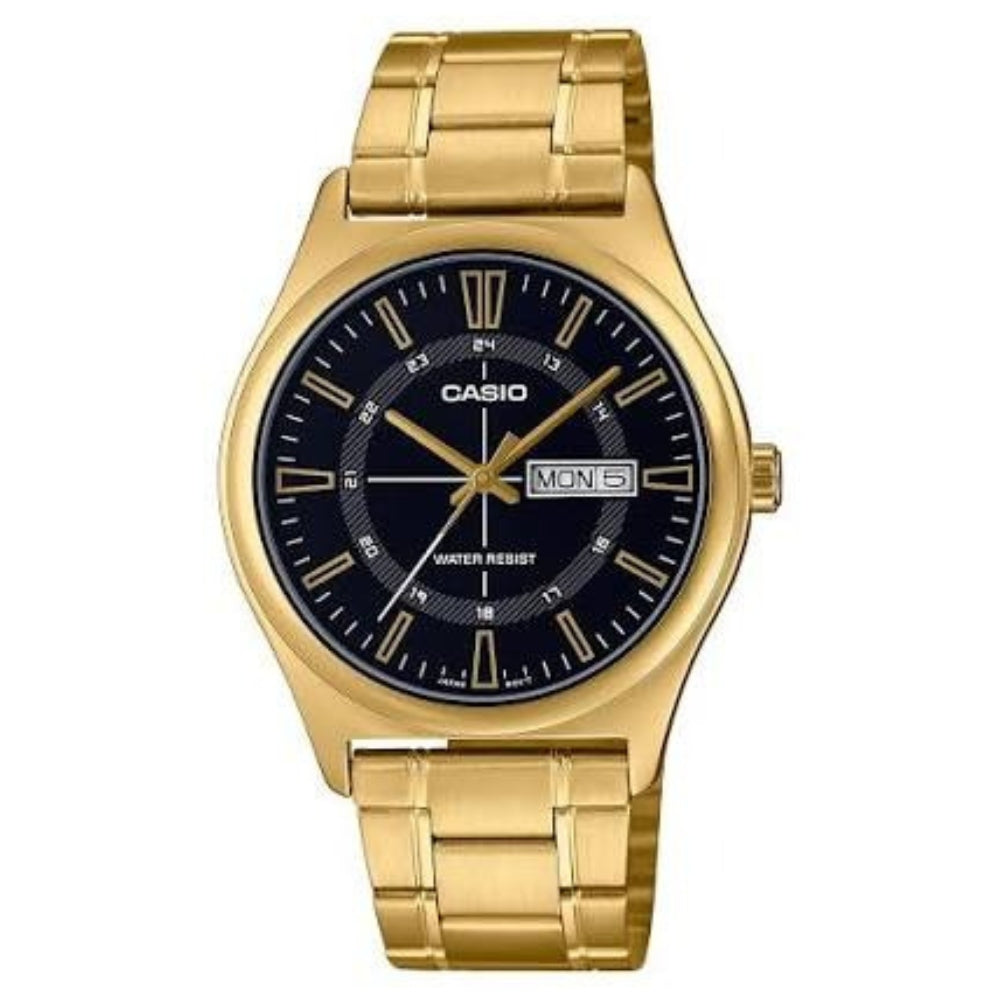 Casio Reloj Casual Correa De Acero Inoxidable Para Caballeros Gold & Black