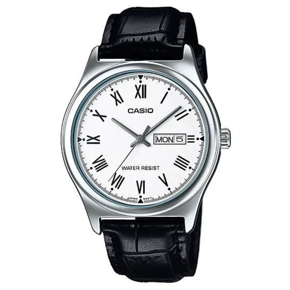 Casio Reloj Casual Correa De Cuero Para Caballero Black