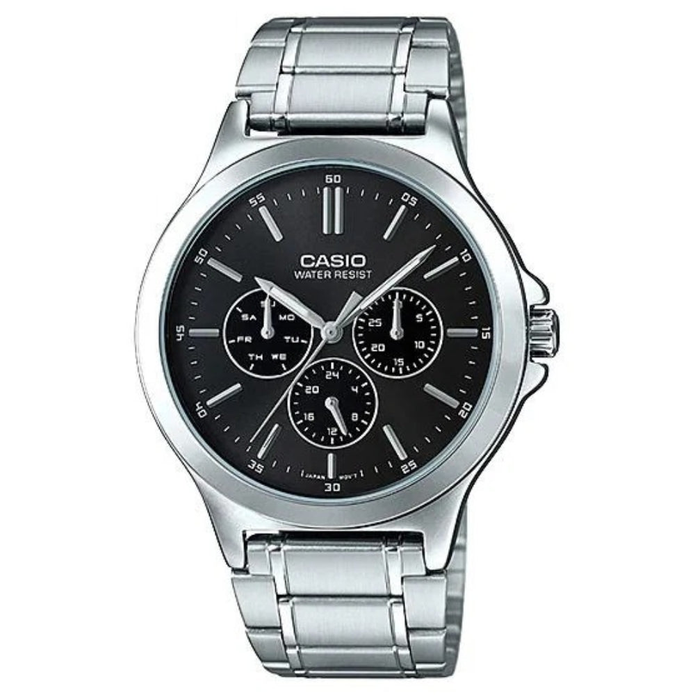 Casio Reloj Casual Correa De Acero Inoxidable Para Caballeros Black