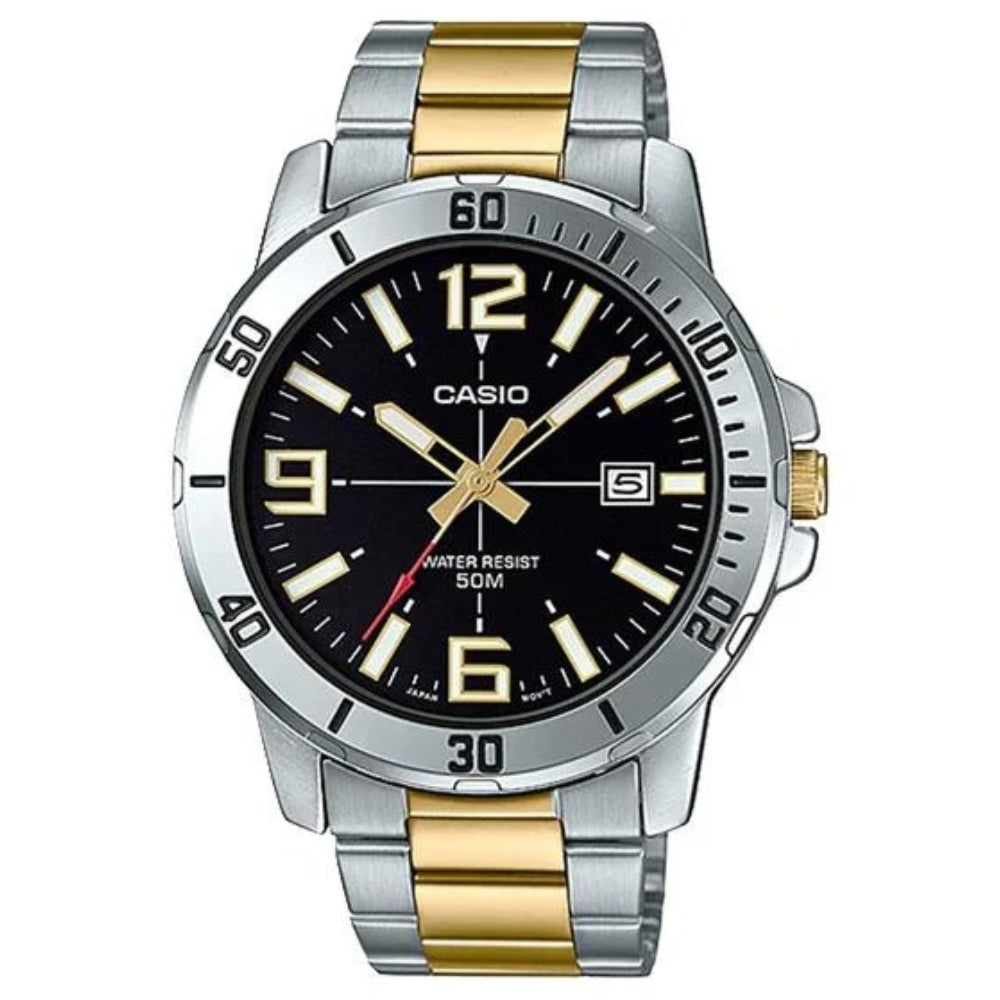 Casio Reloj Casual Correa De Acero Inoxidable Para Caballeros Black