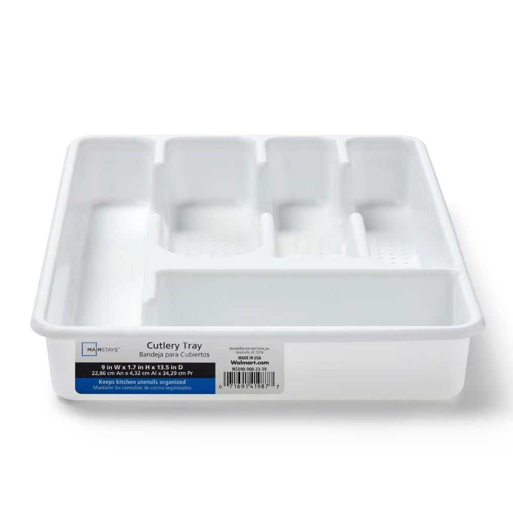 Mainstays Organizador De Cubiertos Pequeño Blanco