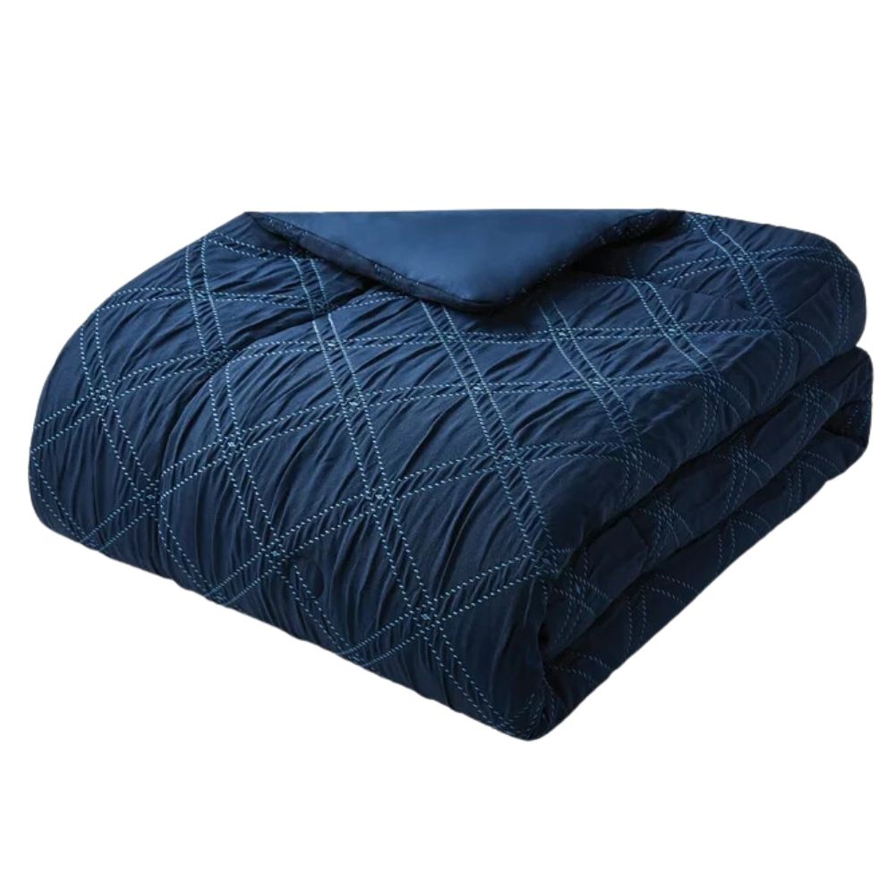 Comforter Set Full Queen Navy With Accessories 5 Pieces Mainstays